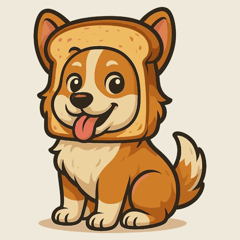 Cute Dog with Bread Face Design