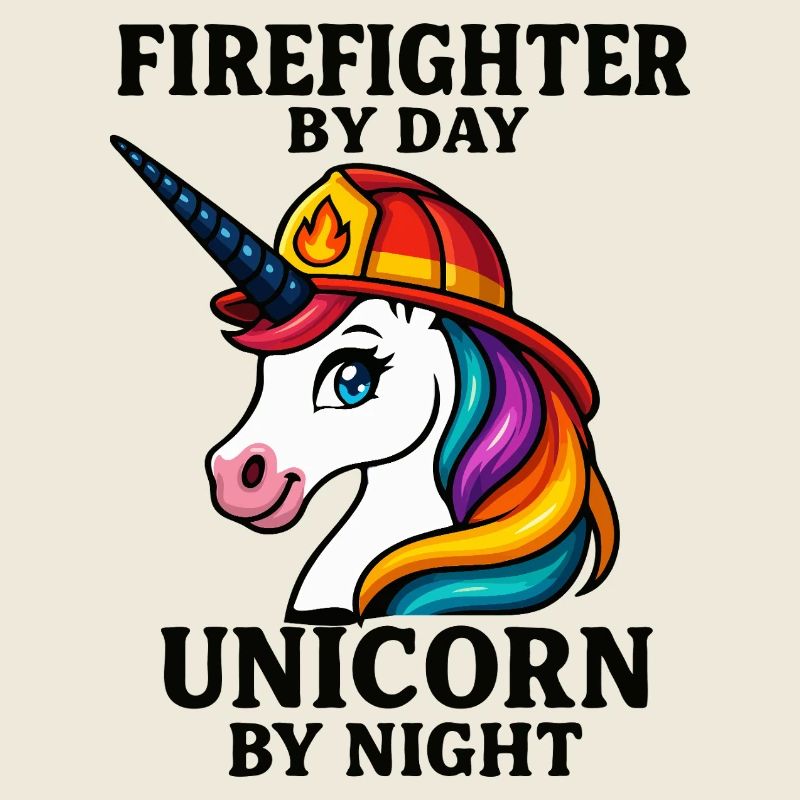 Feuerwehrmann Einhorn bei Nacht