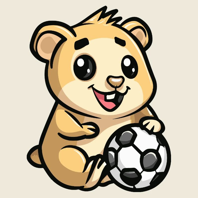 Cuddly hamster with soccer ball