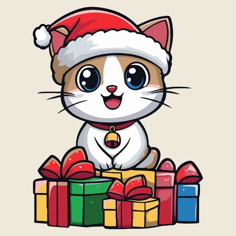 Tête de cadeaux de Noël pour chat