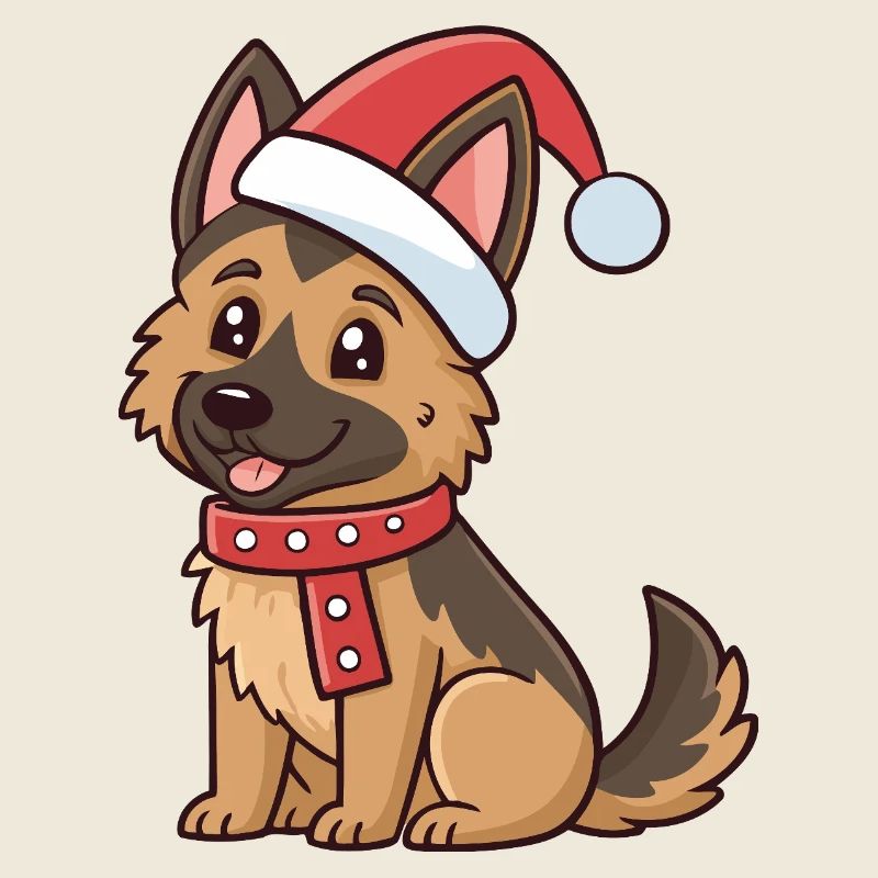 Chiot Berger Noël Chapeau Rouge