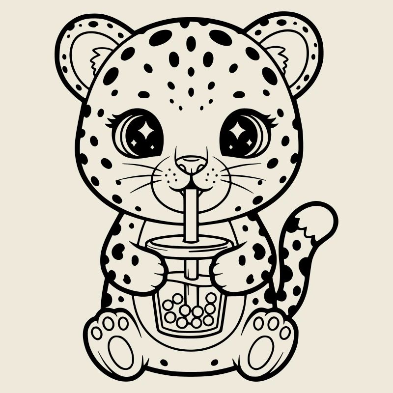 Leopard mit Becher