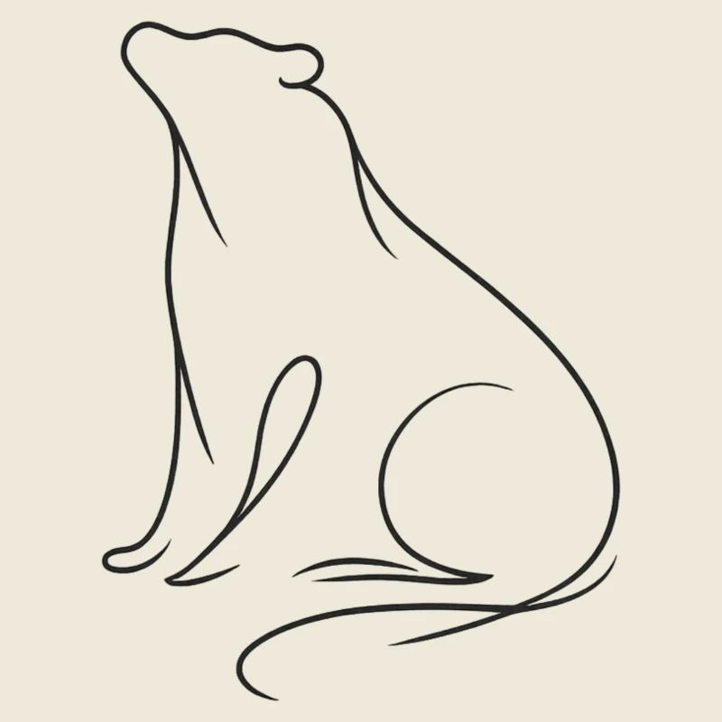 Silent Bear Silhouette in Minimal Flowing Lines II