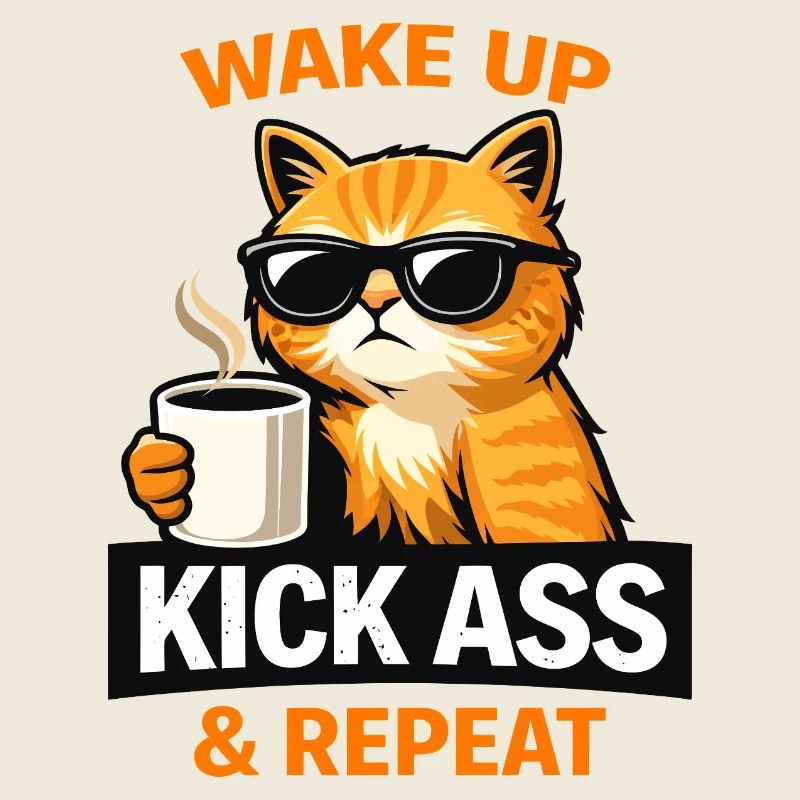 Wake Up Kick Ass Cat Coffee
