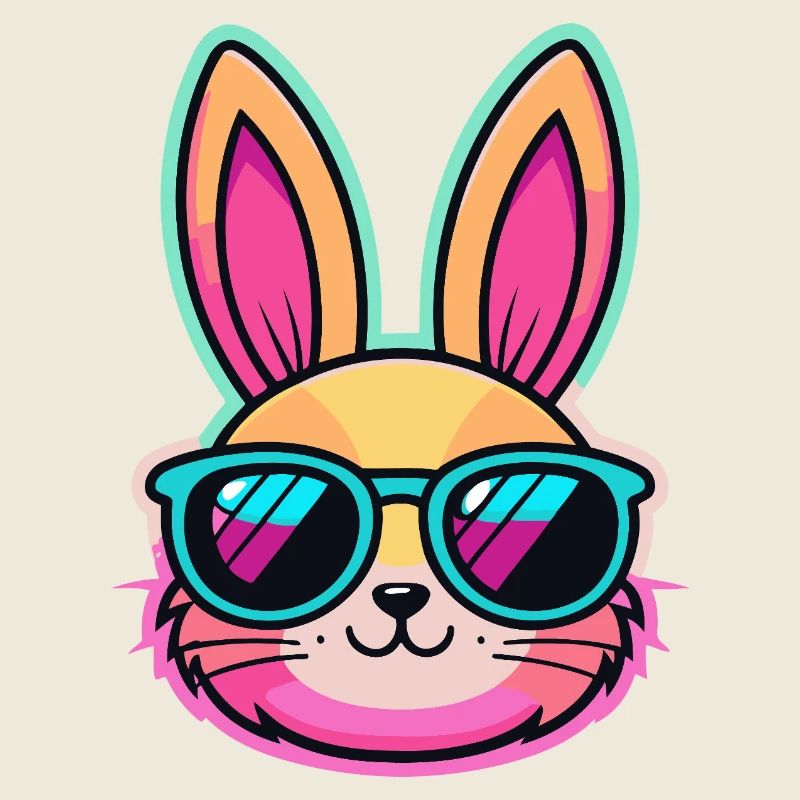 Lapin Néon avec Lunettes Colorées