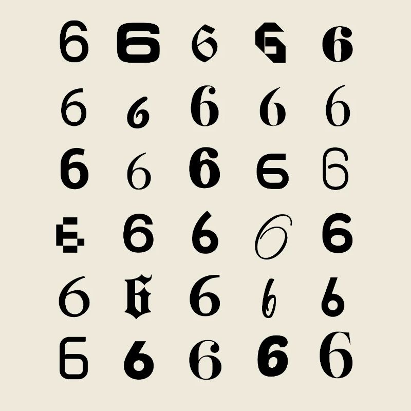 Typographie : mosaïque à 6 chiffres