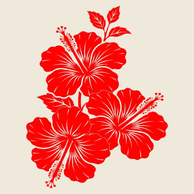 Red Hibiscus Triple Flower Silhouette