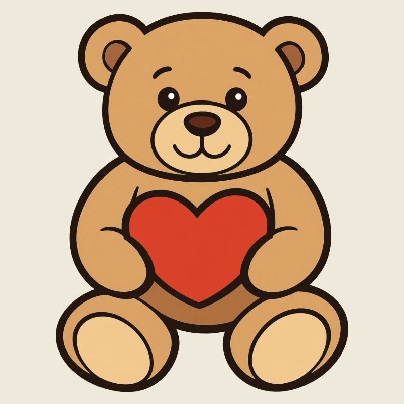 Teddy Bear with Heart Comic Art