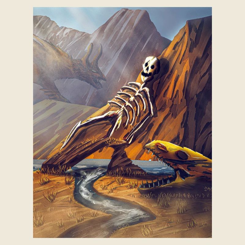 Dragon skeleton in cannon