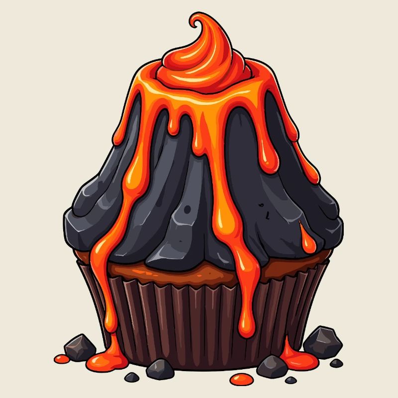 Cupcake à la lave volcanique