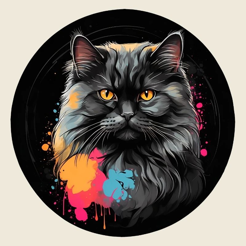 Portrait mignon de chat persan avec des éclaboussures de couleur