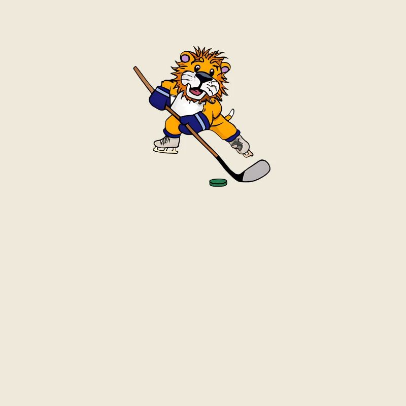 Lion playing ice hockey