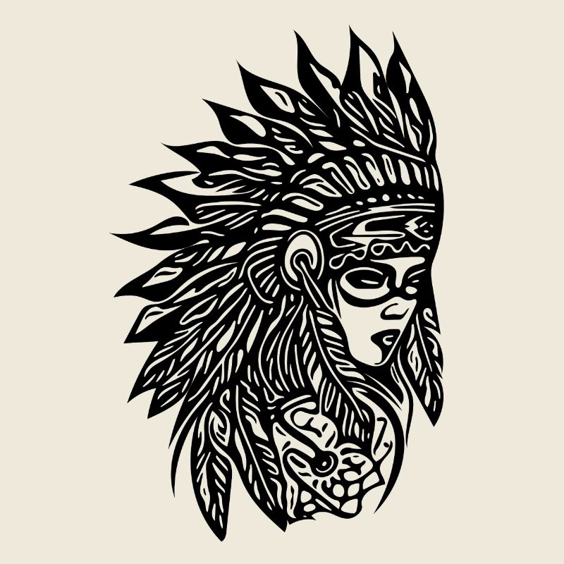 Vintage Indian head with feathers