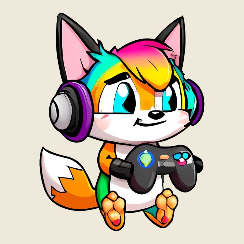 00251 süßer Fuchs mit Headset und Controller