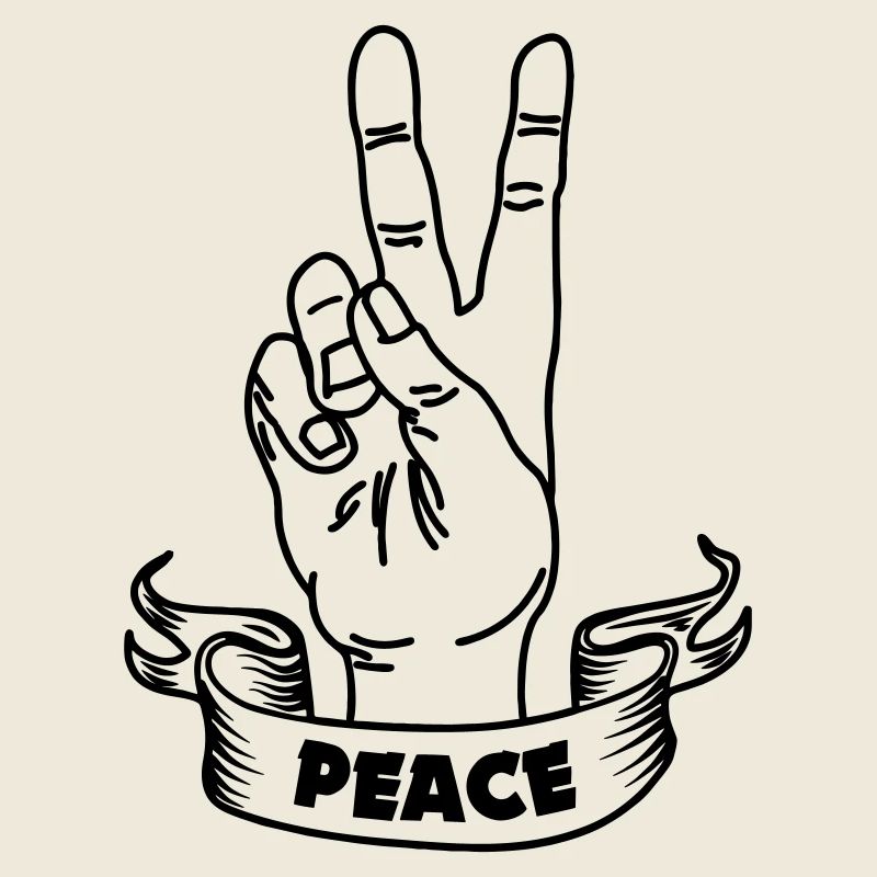 Hand gesture peace and text banner