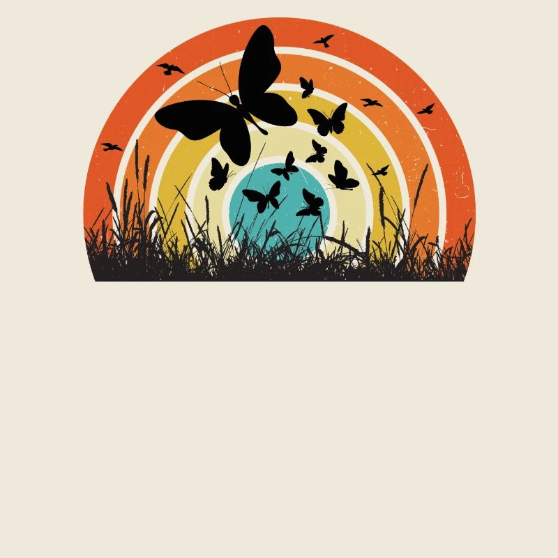 Cercle de papillons coloré au coucher du soleil
