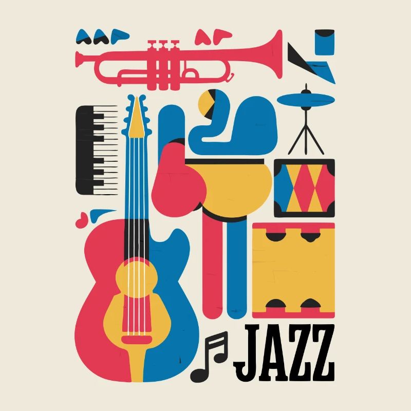Happy Musical Notes and Instruments Illustration