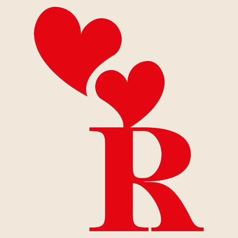 Letter r red heart