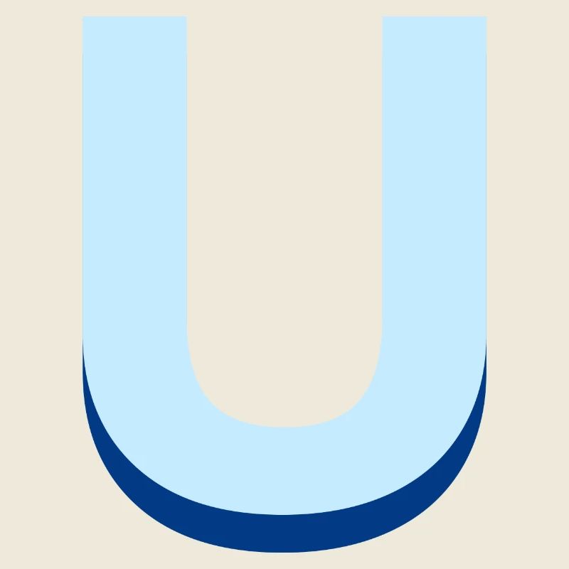 Pop und moderner blauer U-Buchstabe