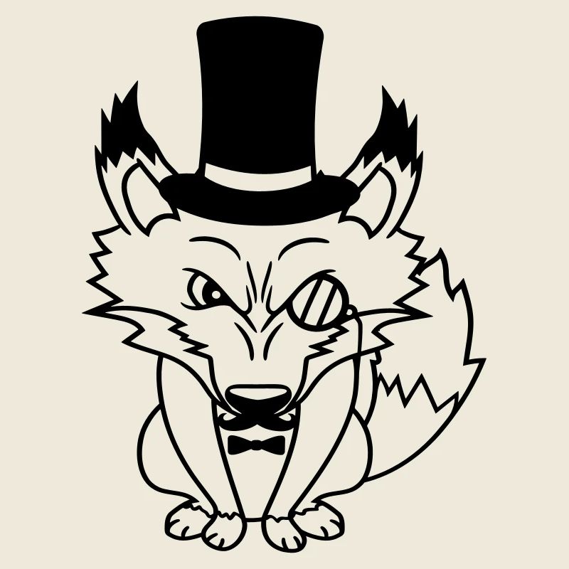 Renard roux Renard Sir Mr. Chapeau haut de forme Lunettes monocle