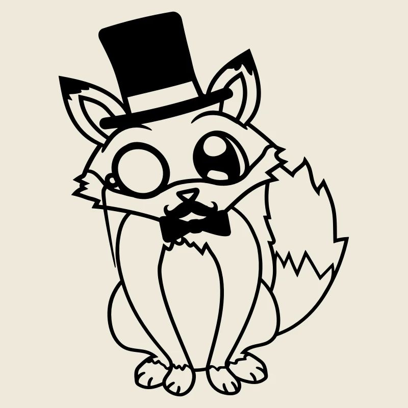 Renard roux Renard Sir Mr. Chapeau haut de forme Lunettes monocle