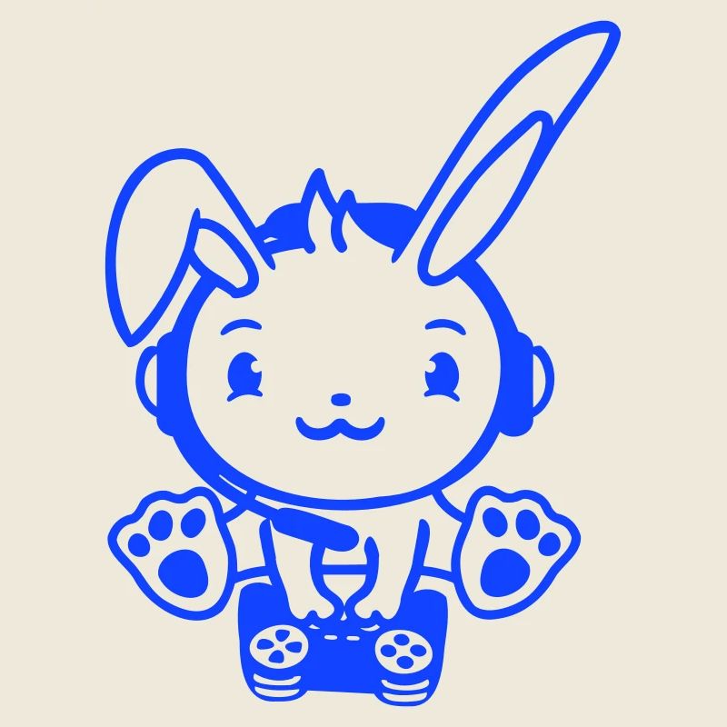 Bunny Playing Controller Console Headset Gamer Nerd