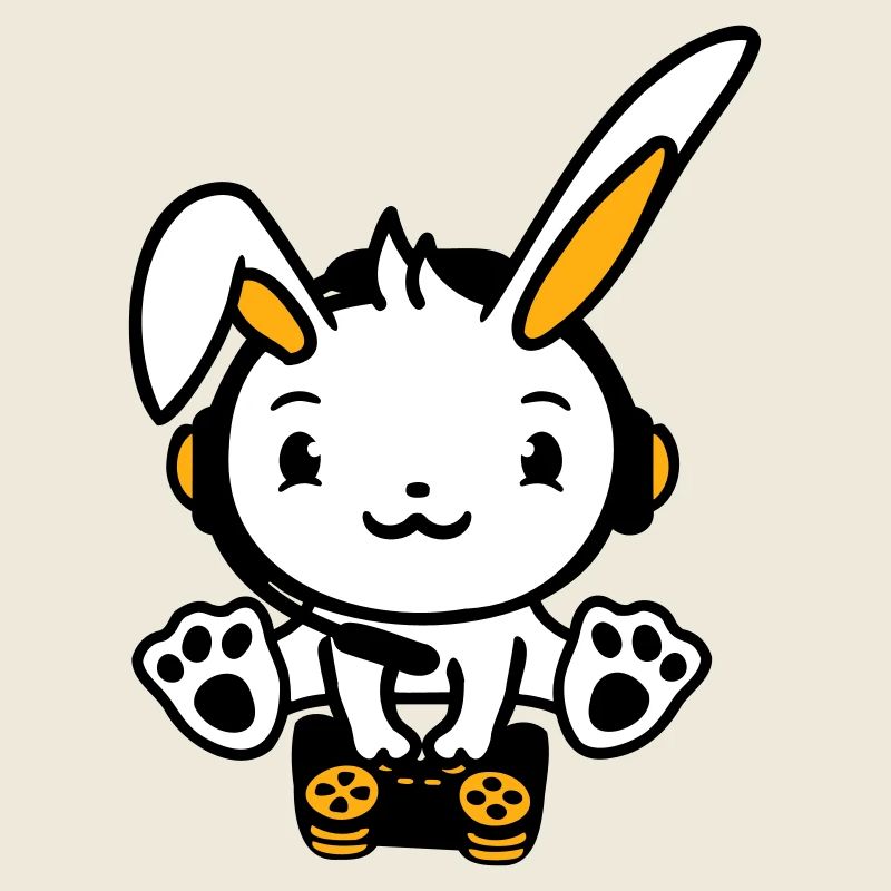 Bunny Playing Controller Console Headset Gamer Nerd