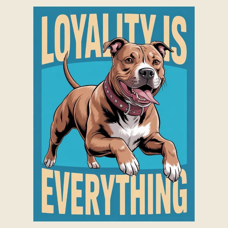 Pitbull with lettering "Loyalty is everything"