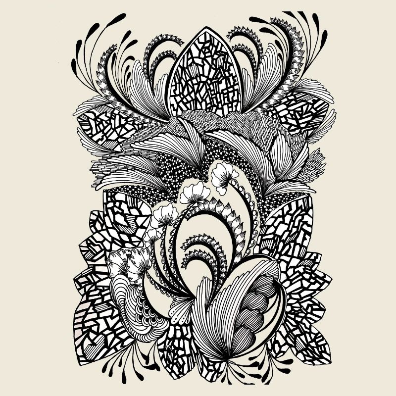 Black and white pattern flowers