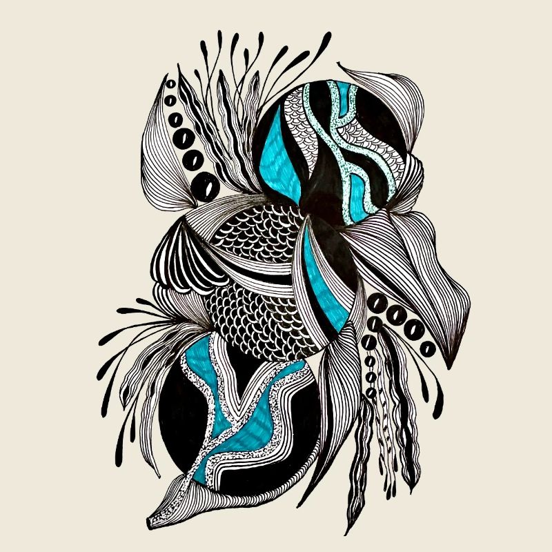 BlackTurquoise Scale Pattern