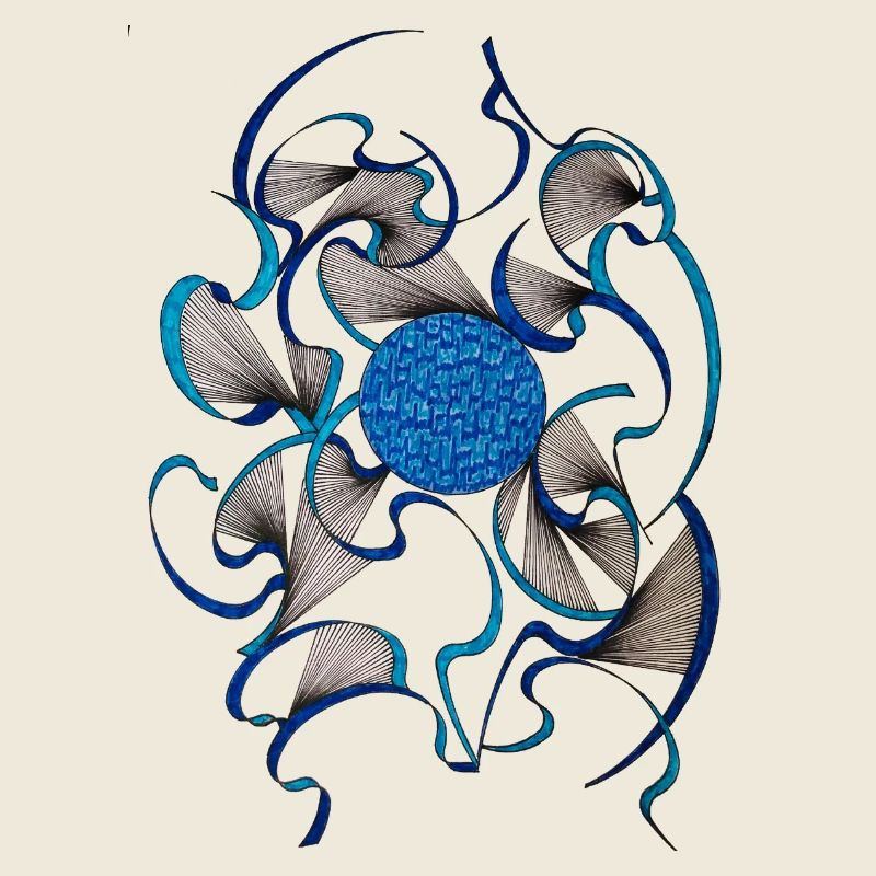 Blue Swirl Flower Pattern