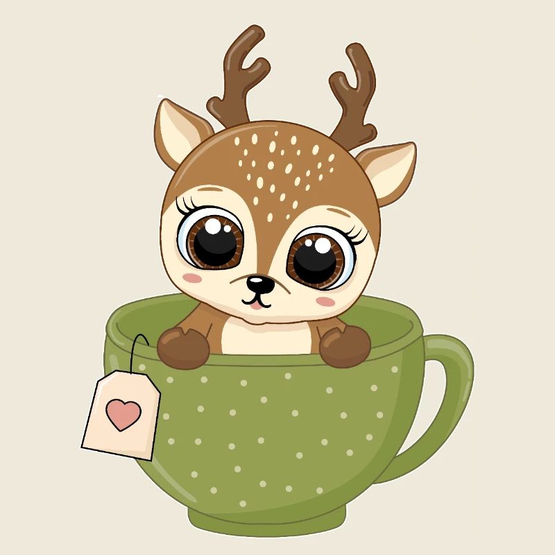 Fawn in Tea Mug Funny Forest Tea Drinker