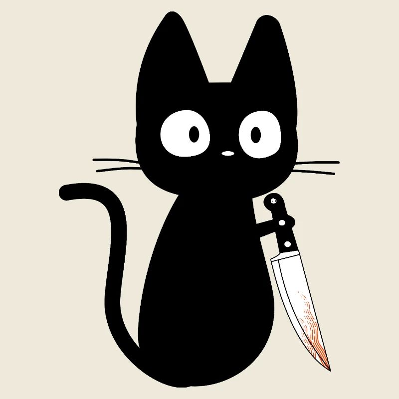 Katze mit Messer Humor Geschenkidee