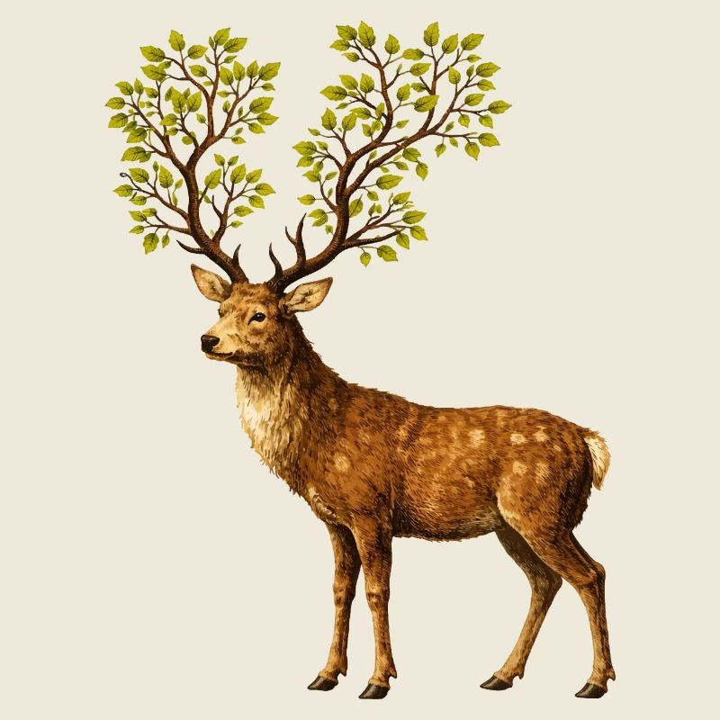 Hirsch mit Baumgeweih – Naturgeist des Waldes