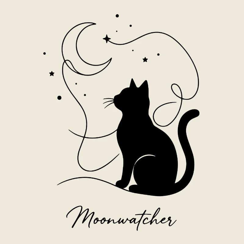 Nuit Silhouette de Chat Moonwatcher