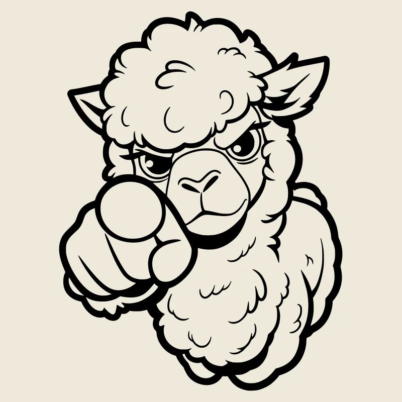 Naughty alpaca points at you