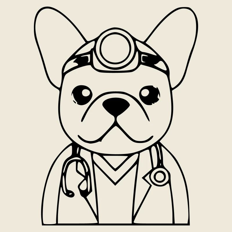 Frenchie Arzt Stethoskop Outline