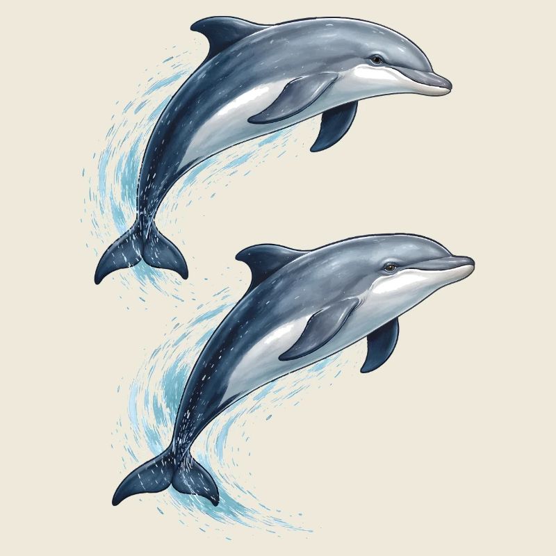Illustration de deux dauphins sauteurs