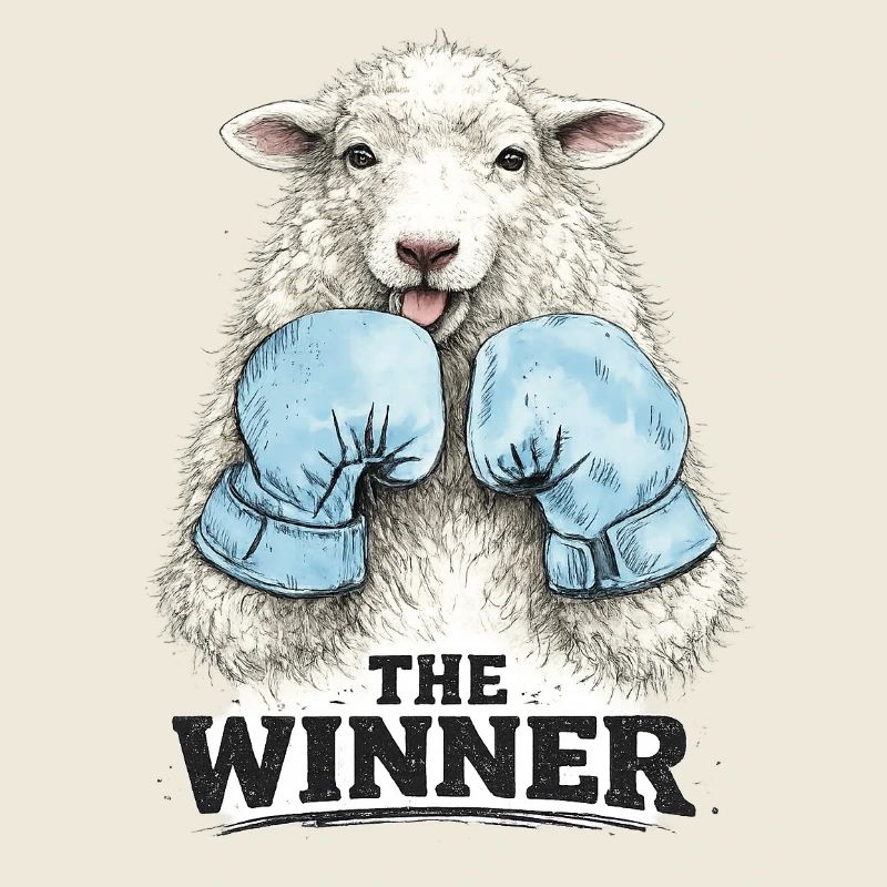 Winning lamb in the boxing ring