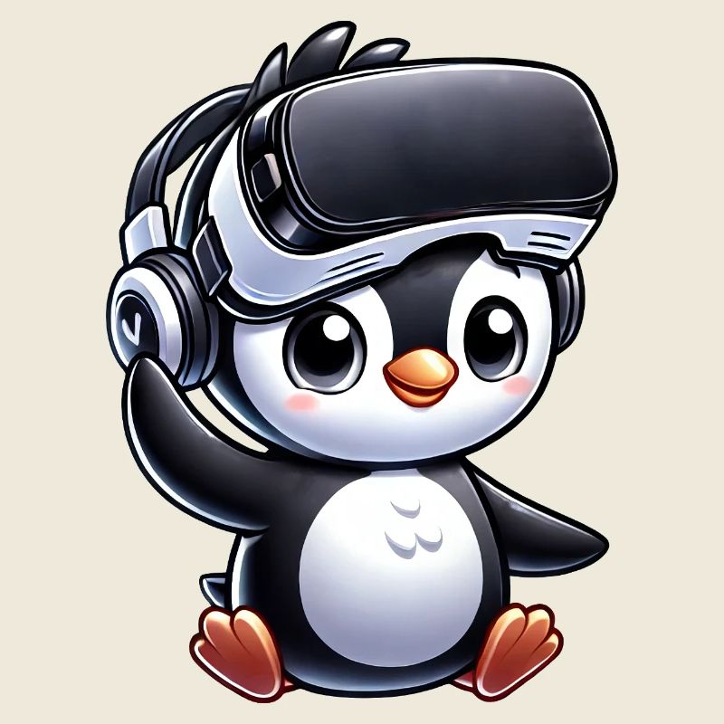 Style de bande dessinée Mignon Penguin VR Gamer