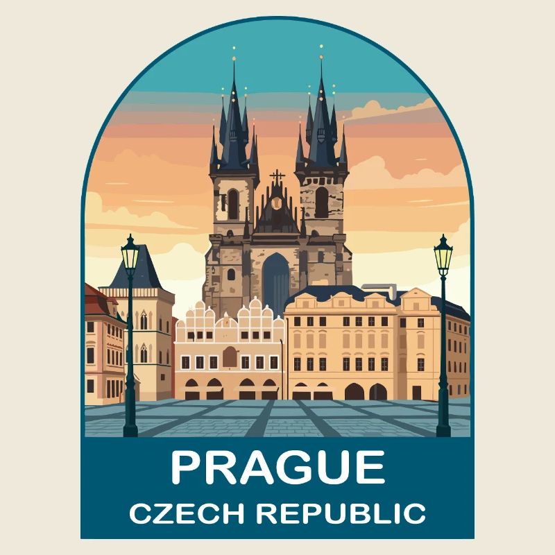 Affiche vintage de Prague République tchèque