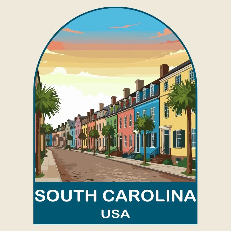 Affiche de voyage vintage de Caroline du Sud USA