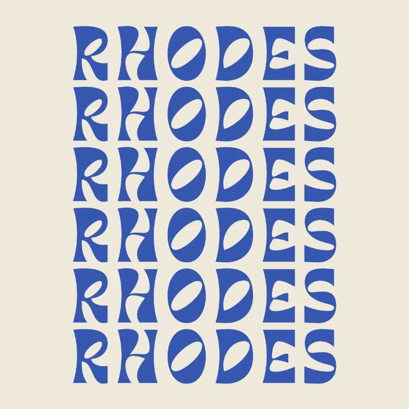 Rhodes Blue Typographic Pattern
