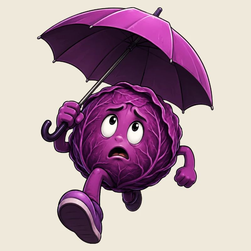 Red cabbage with umbrella