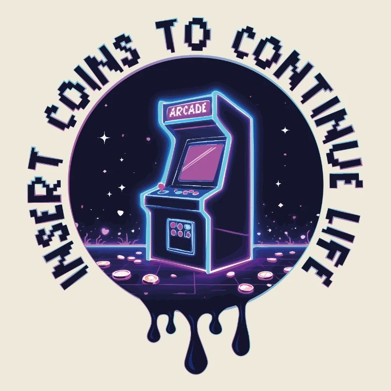 Coin To Continue Life Insert – Retro Arcade Neon