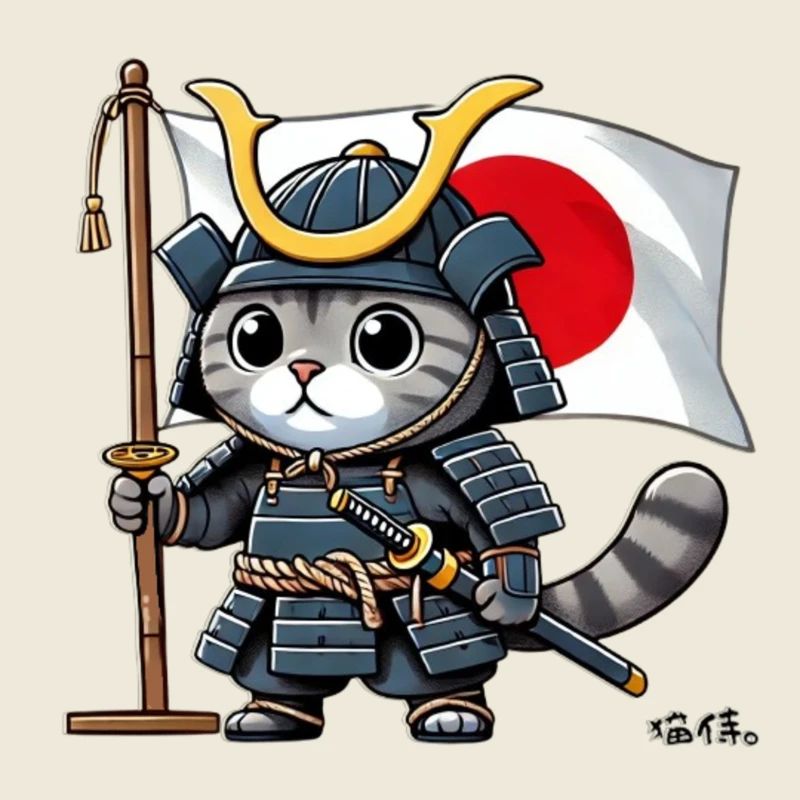 Neko Samurai - 猫侍。- Japanische Samurai Katze