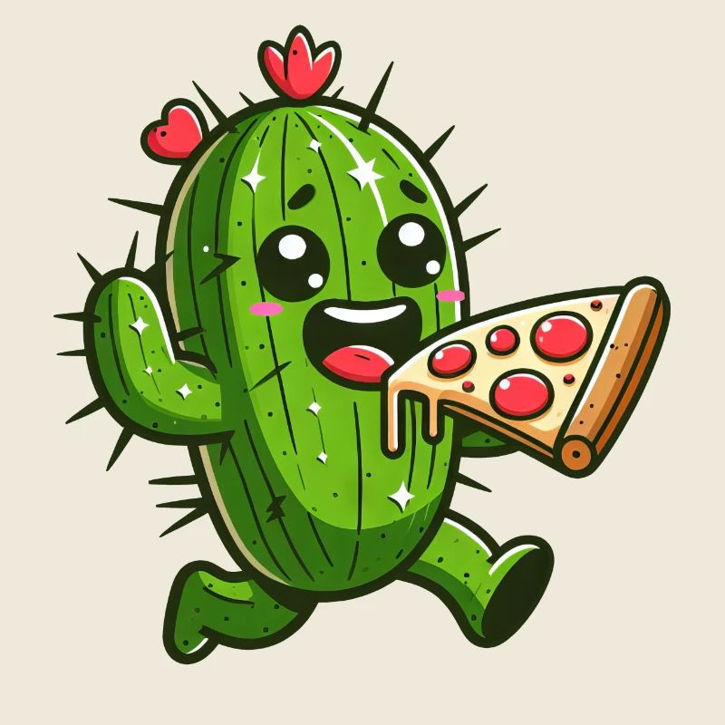 Cute Cactus Pizza Heart Comic
