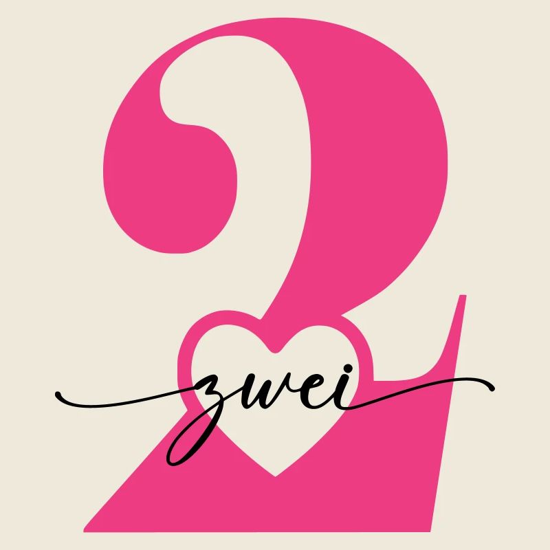 Digit Two 2 with Heart