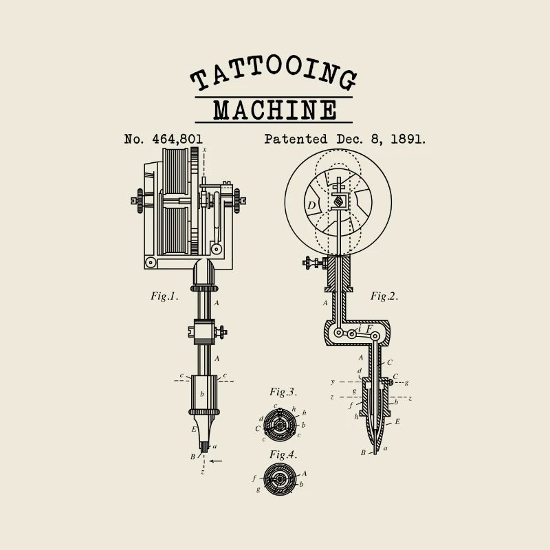 Tattooing Machine - technical drawing needle