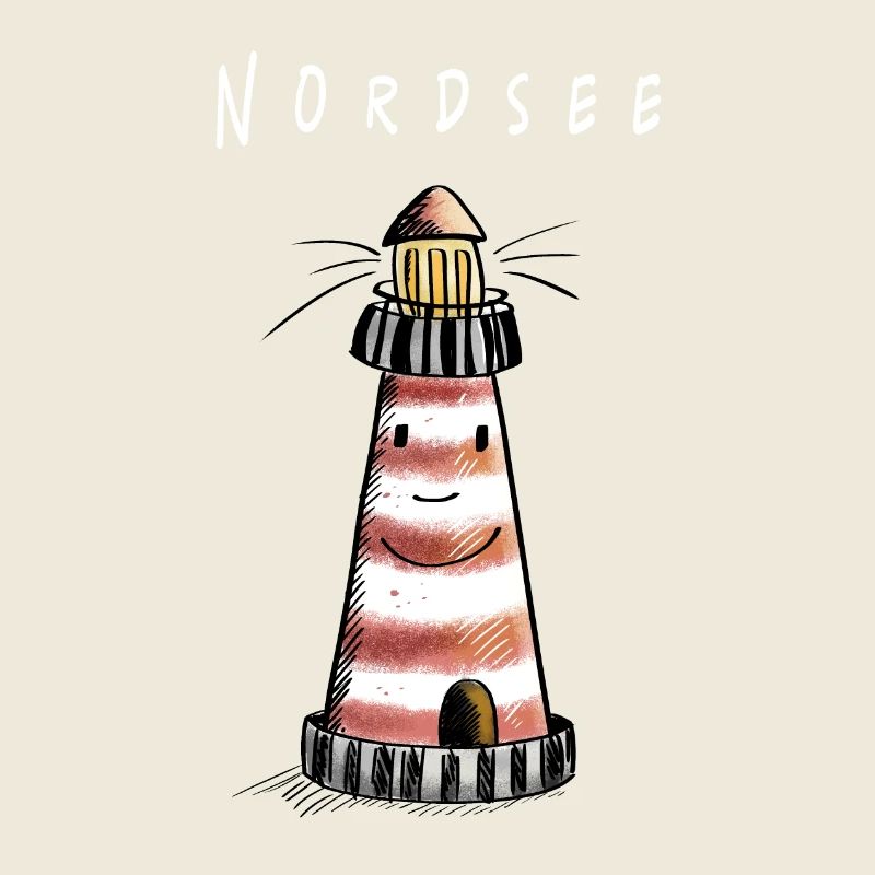 Funny North Sea lighthouse cartoon